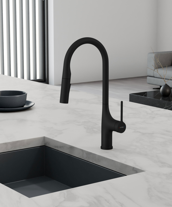 Rubinetto miscelatore cucina contemporaneo - nero