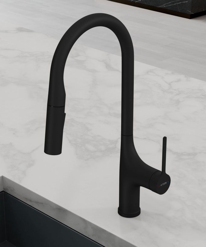 Rubinetto miscelatore cucina contemporaneo - nero