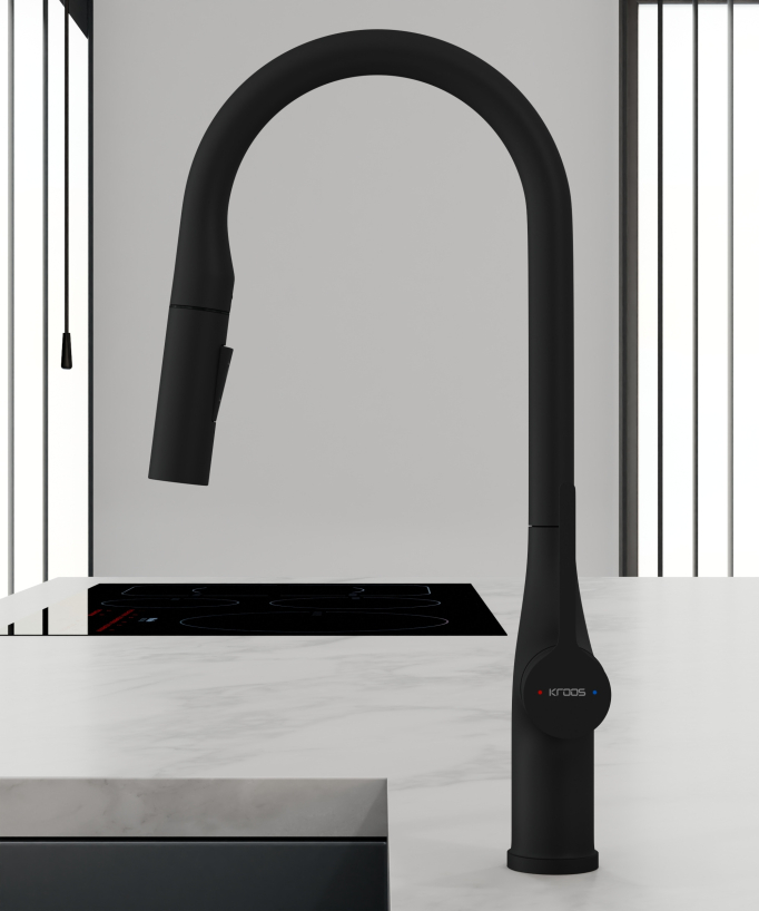 Rubinetto miscelatore cucina contemporaneo - nero