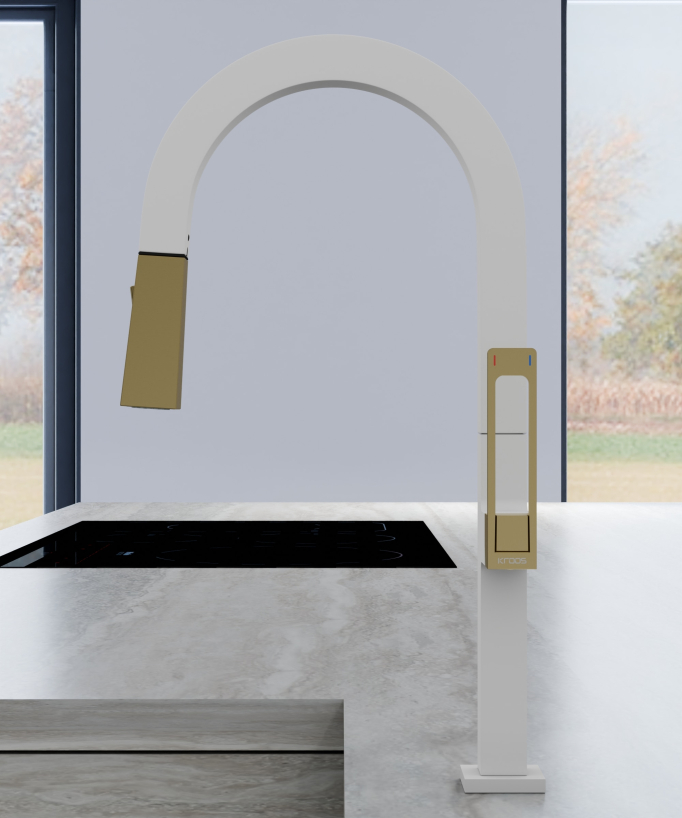 Miscelatore lavello alto moderno con doccetta