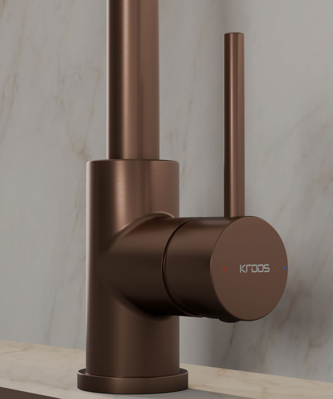 Miscelatore da cucina moderno con doccetta - Oro rosa spazzolato