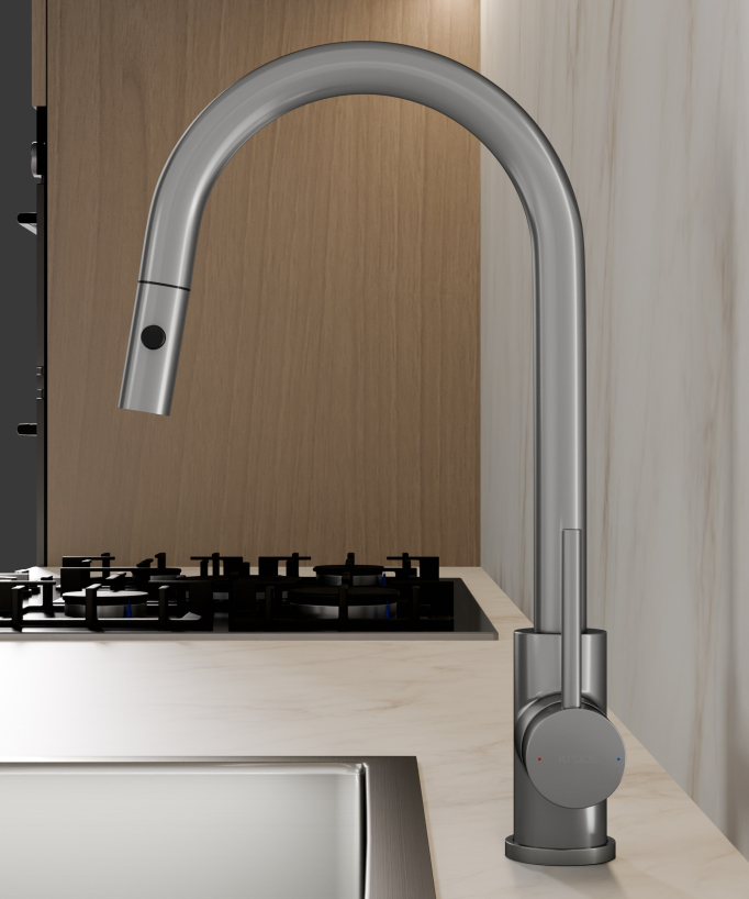 Miscelatore cucina con doccetta Nickel spazzolato - Corbeau