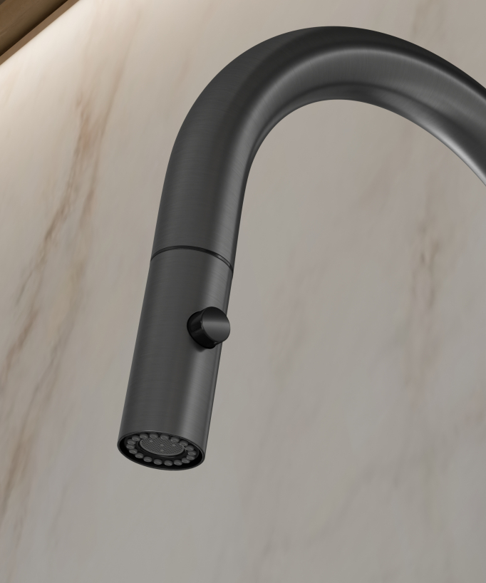 Miscelatore cucina moderno con doccetta - Gun metal - Corbeau