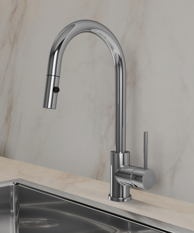 Miscelatore cucina moderno con doccetta - cromato - Corbeau - small