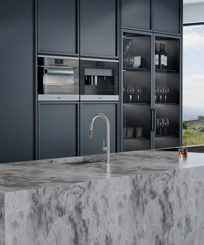 Miscelatore lavello moderno con doccetta estraibile - Cromato e Oro rosa