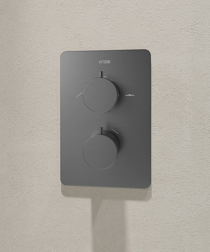 Set miscelatore doccia termostatico incassato Gun metal - Fiumina