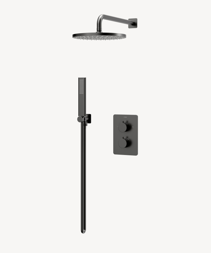 Set miscelatore doccia termostatico incassato Gun metal - Fiumina