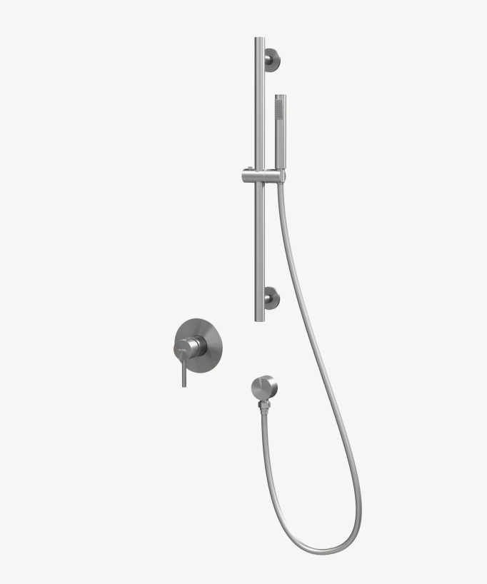 Miscelatore doccia incassato con asta e doccetta Nickel spazzolato - Corbeau
