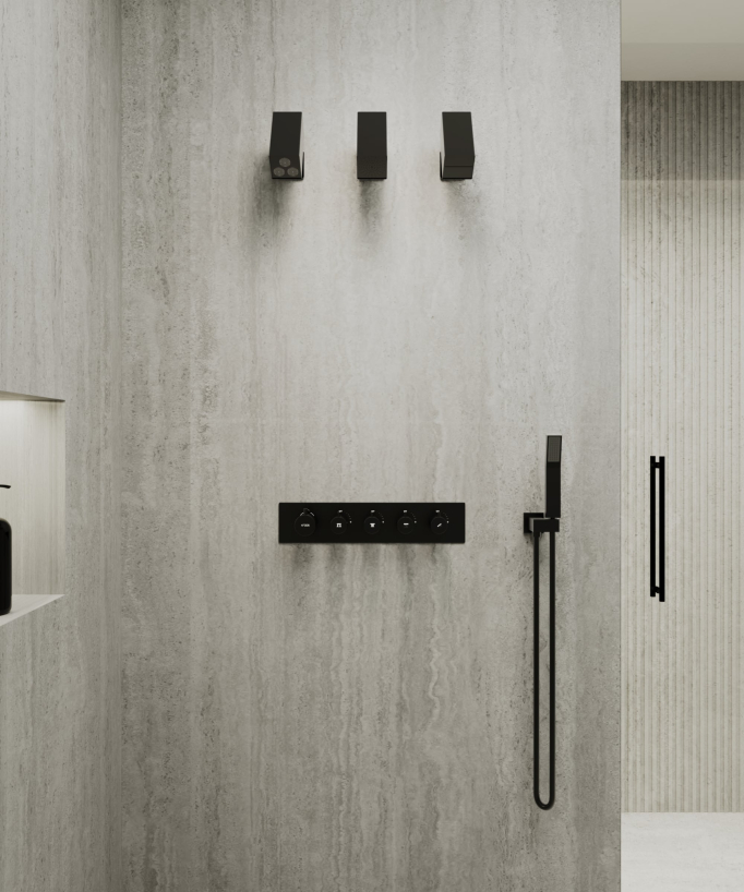 Set miscelatore termostatico multi-funzione con soffione orientabile - Sirius