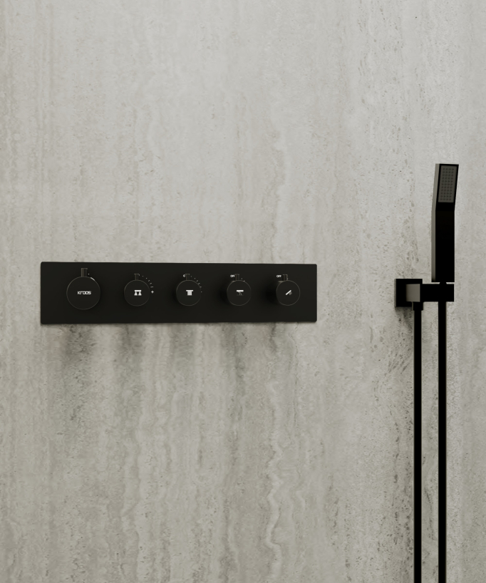 Set miscelatore termostatico multi-funzione con doccetta orientabile Nero - Sirius