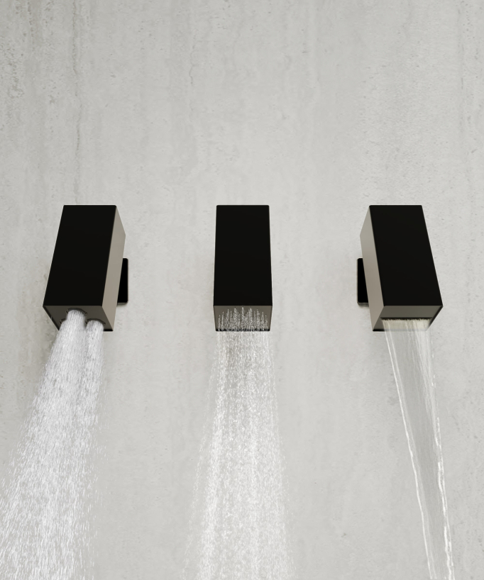 Set miscelatore termostatico multi-funzione con doccetta orientabile Nero - Sirius