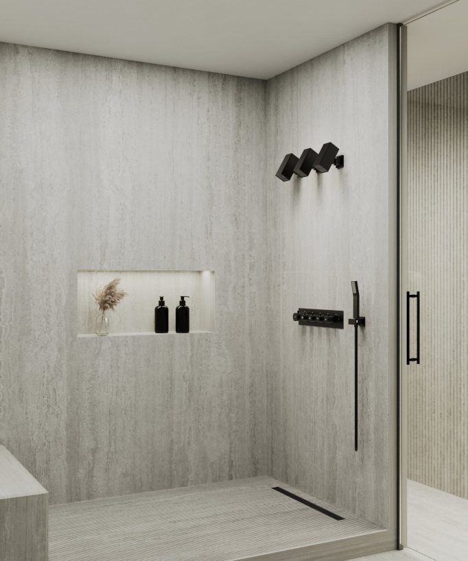 Set miscelatore termostatico multi-funzione con doccetta orientabile Nero - Sirius