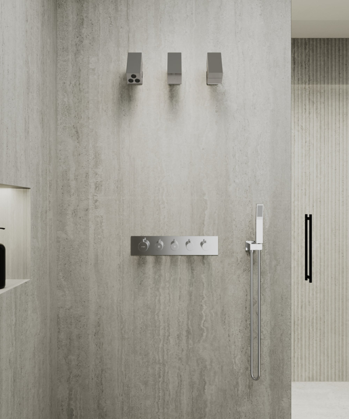 Set miscelatore termostatico multi-funzione con soffione orientabile - Sirius