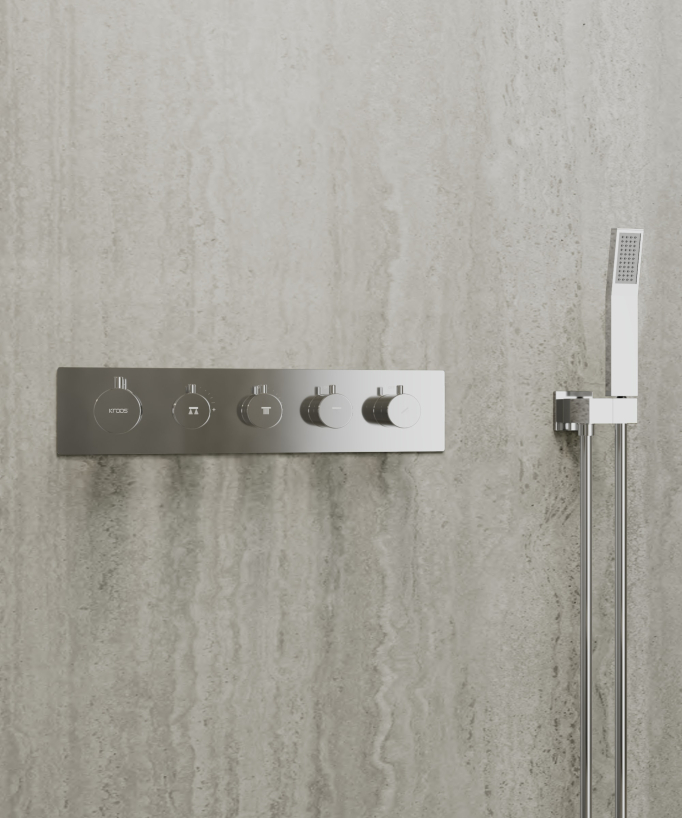 Set miscelatore termostatico multi-funzione con doccetta orientabile Cromato - Sirius