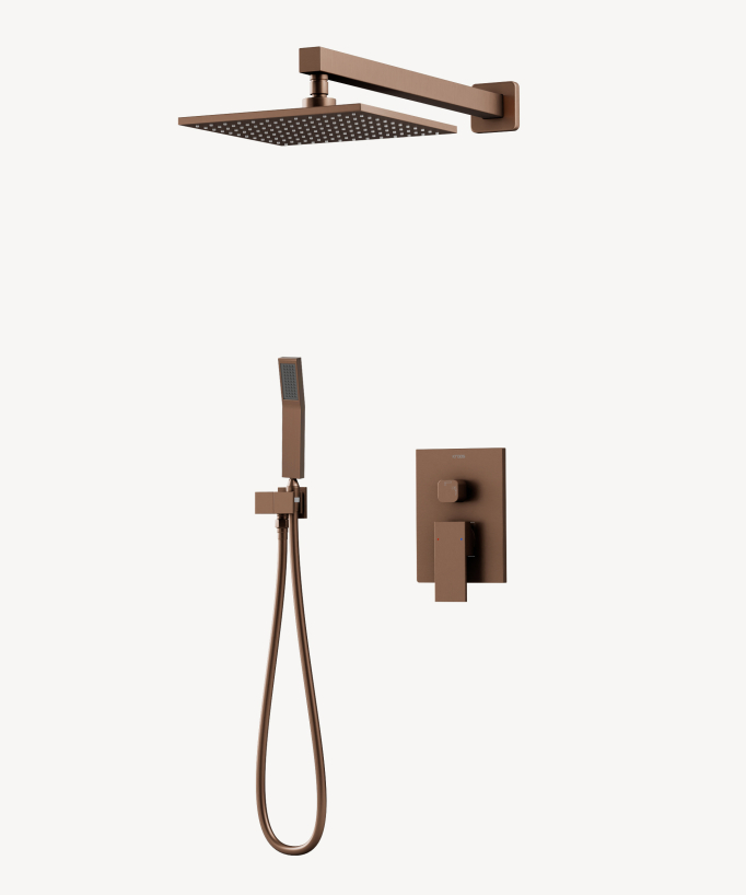 Pannello miscelatore da incasso per doccia Oro rosa spazzolato - Sirius - small