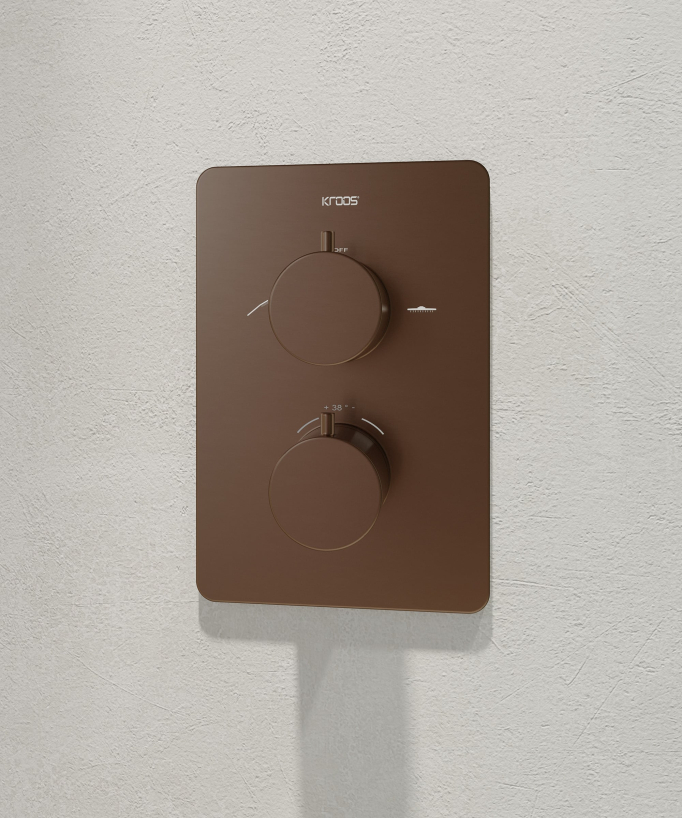 Set miscelatore doccia termostatico a incasso Oro rosa spazzolato - Fiumina