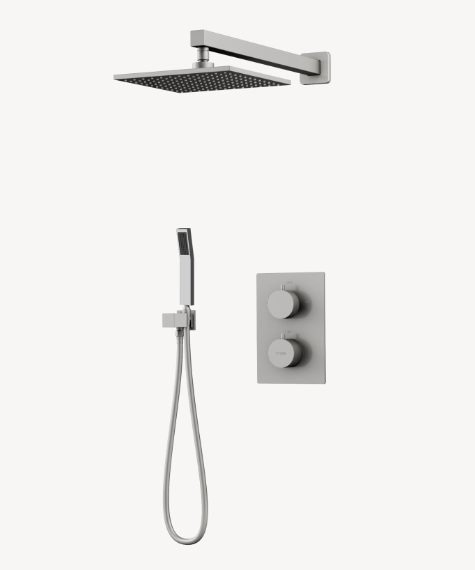 Miscelatore termostatico da incasso per doccia in nichel spazzolato - Sirius - small