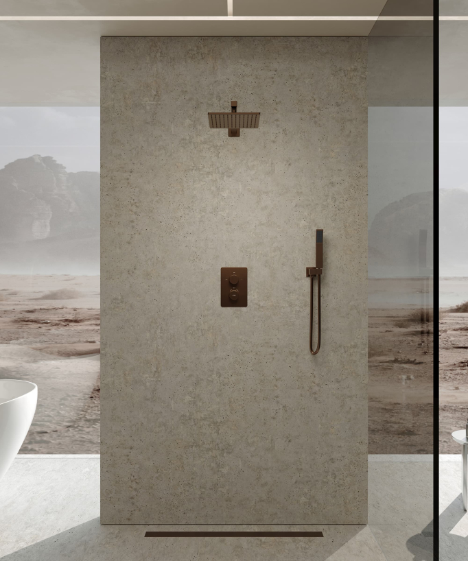 Miscelatore termostatico da incasso per doccia in oro rosa spazzolato - Sirius - small