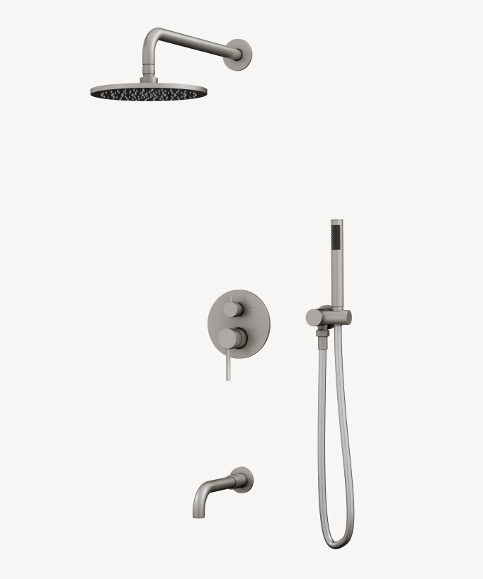 Colonna doccia e vasca da incasso nichel spazzolato – Corbeau - small