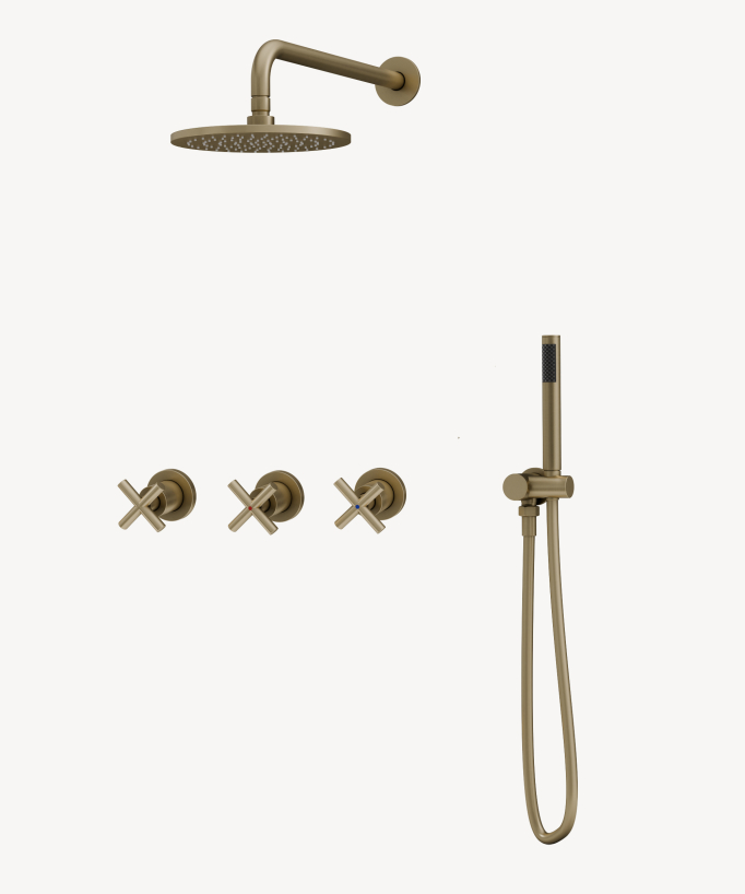 Set miscelatore doccia con maniglia croce ad incasso - Corbeau