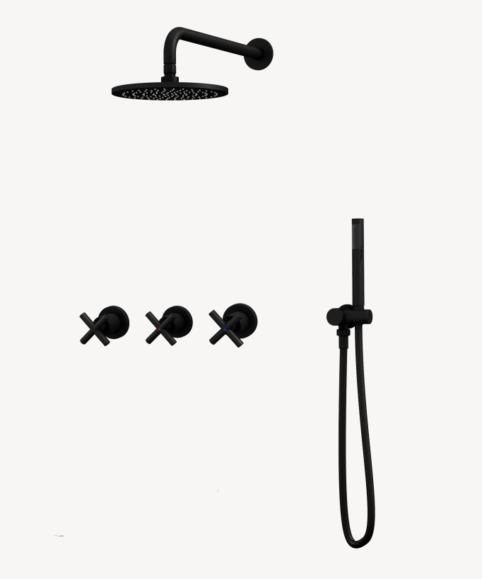 Set miscelatore doccia con maniglia croce ad incasso - Corbeau