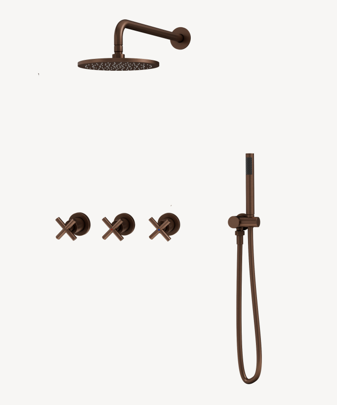 Set miscelatore doccia con maniglia croce ad incasso - Corbeau