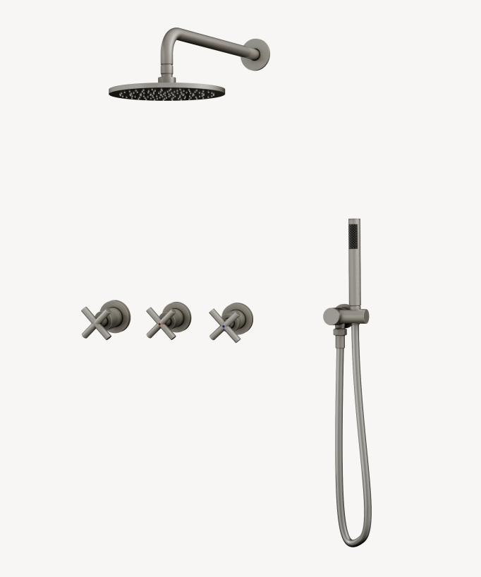 Set miscelatore doccia con maniglia croce ad incasso - Corbeau