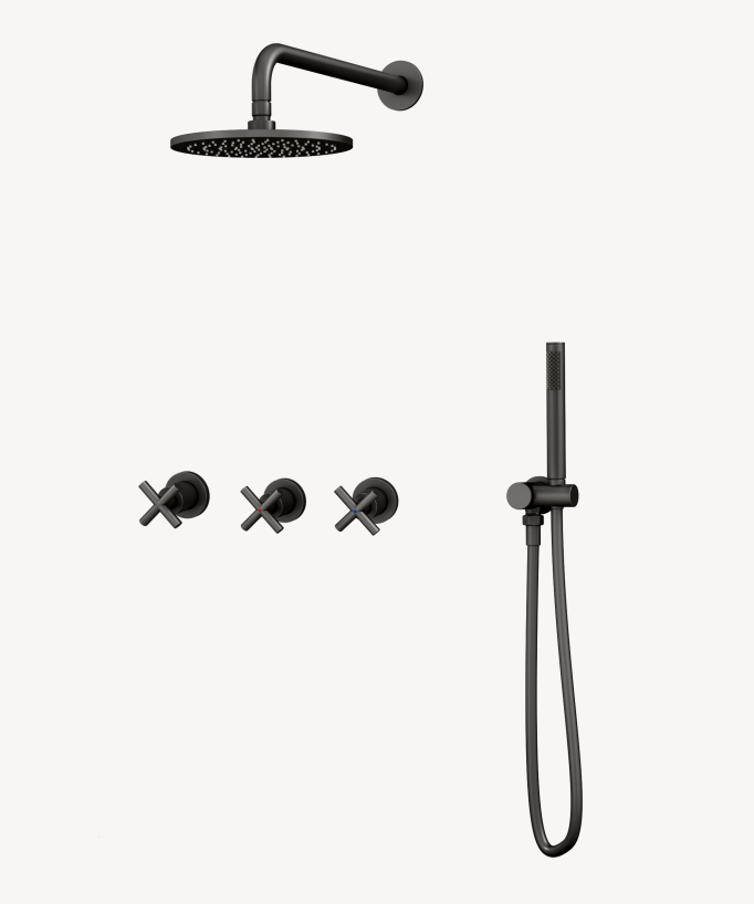 Set miscelatore doccia con maniglia croce ad incasso - Corbeau