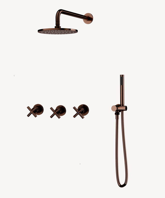 Set miscelatore doccia con maniglia croce ad incasso - Corbeau