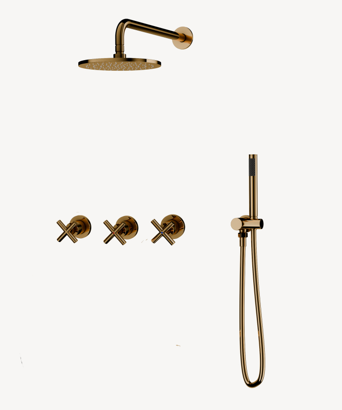 Set miscelatore doccia con maniglia croce ad incasso - Corbeau