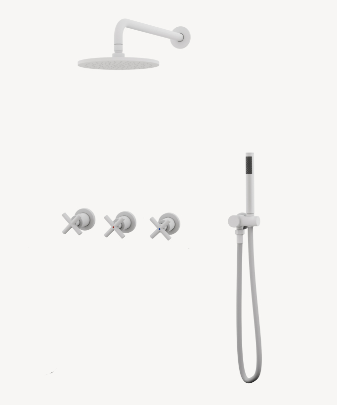 Set miscelatore doccia con maniglia croce ad incasso - Corbeau