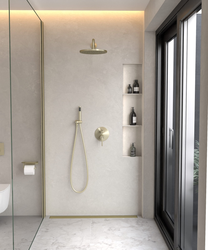 Composizione miscelatore doccia ad incasso Oro spazzolato - Corbeau - small