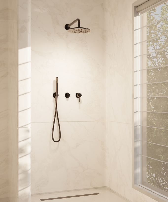 Colonna doccia incasso 3 fori Moka spazzolato - Corbeau