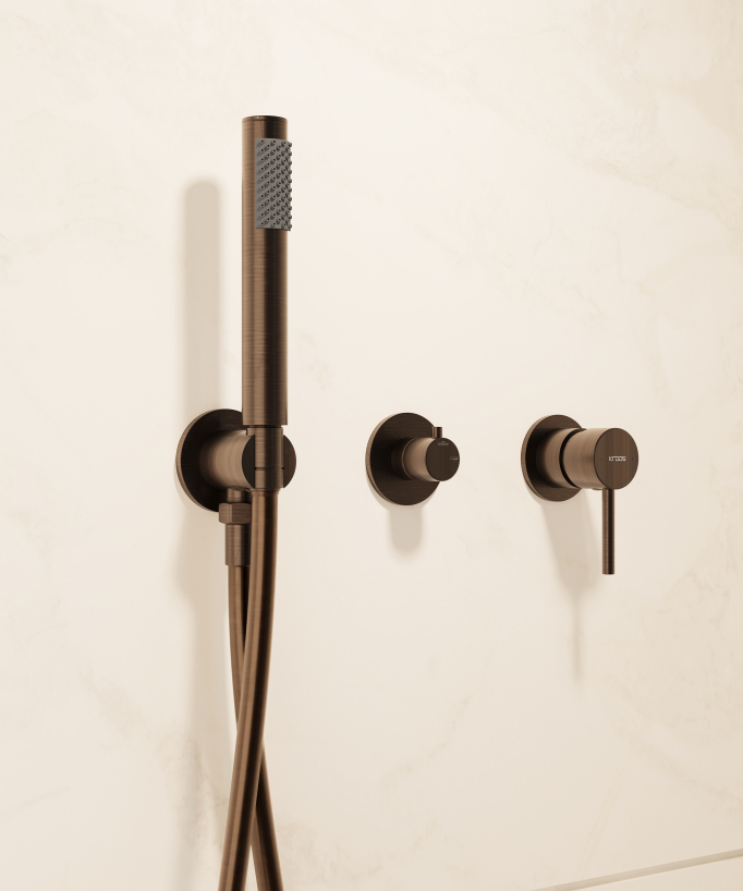 Colonna doccia incasso 3 fori Moka spazzolato - Corbeau