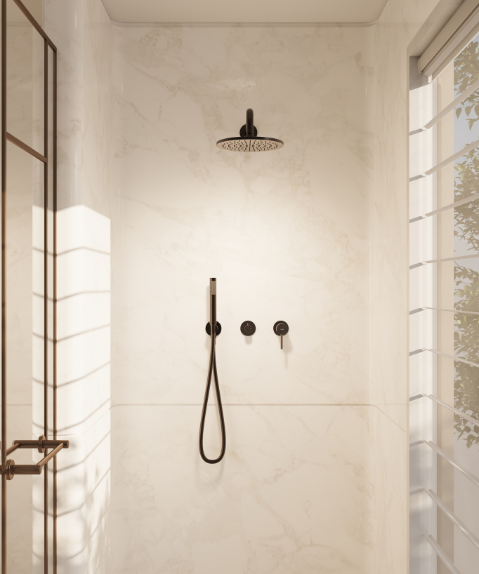 Colonna doccia incasso 3 fori Moka spazzolato - Corbeau