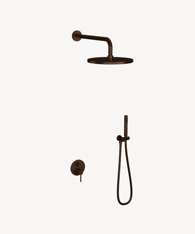 Kit doccia incasso moderno getto pioggia Moka spazzolato - Corbeau