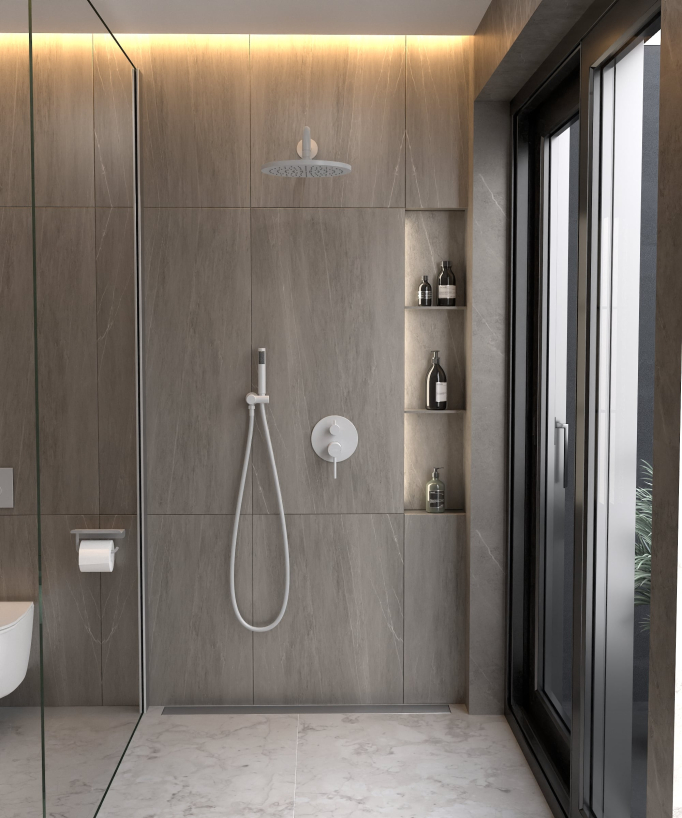 Composizione miscelatore doccia ad incasso Bianco - Corbeau - small