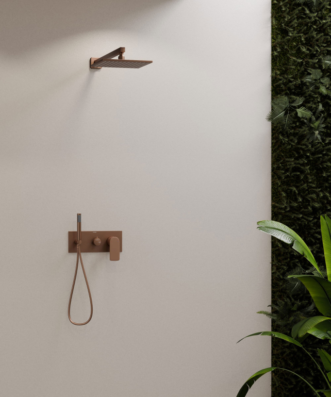 Miscelatore per doccia oro rosa spazzolato - Nunki - small