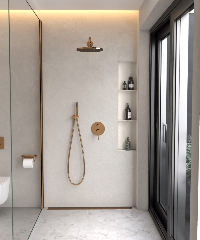 Miscelatore da incasso per doccia oro rosa - Corbeau - small