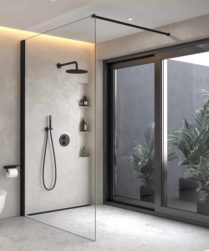 Pacchetto doccia termostatico nero - Corbeau