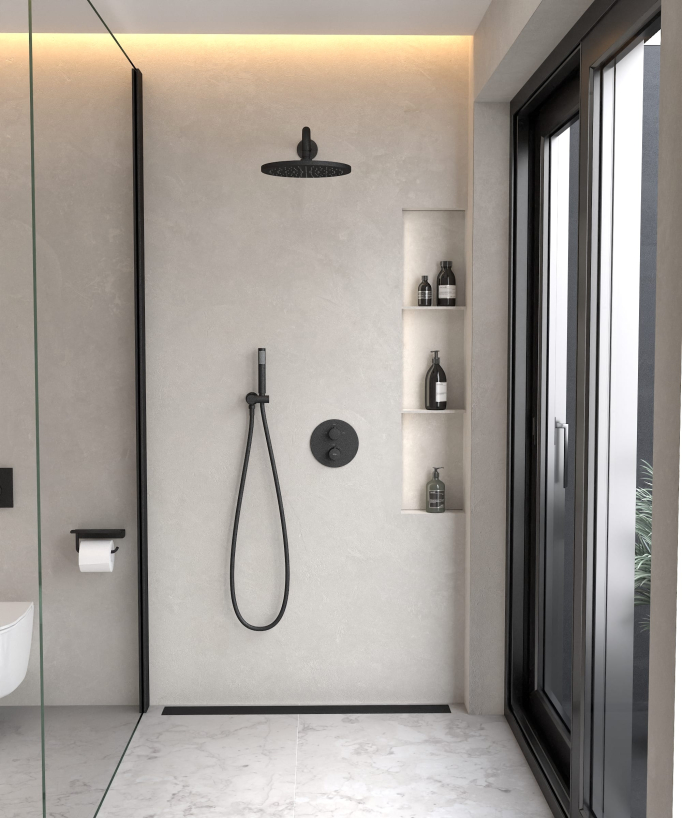 Pacchetto doccia termostatico nero - Corbeau