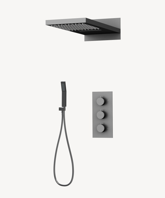 Pannello doccia termostatico Gun metal - Sirius - small