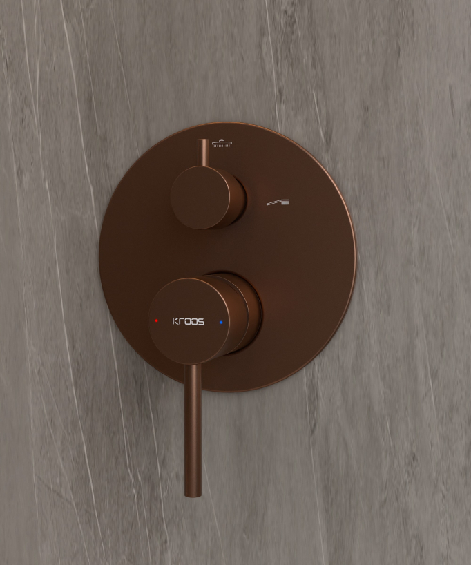 Pannello miscelatore da incasso per doccia Oro rosa spazzolato - Corbeau