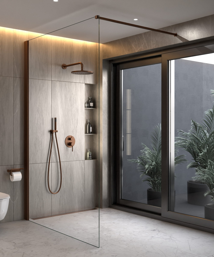 Pannello miscelatore da incasso per doccia Oro rosa spazzolato - Corbeau