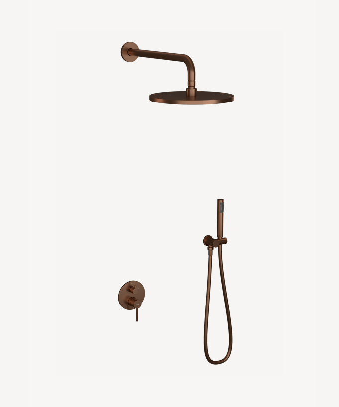 Pannello miscelatore da incasso per doccia Oro rosa spazzolato - Corbeau