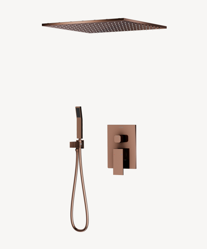 Pannello doccia a incasso a soffitto Oro rosa - Sirius - small