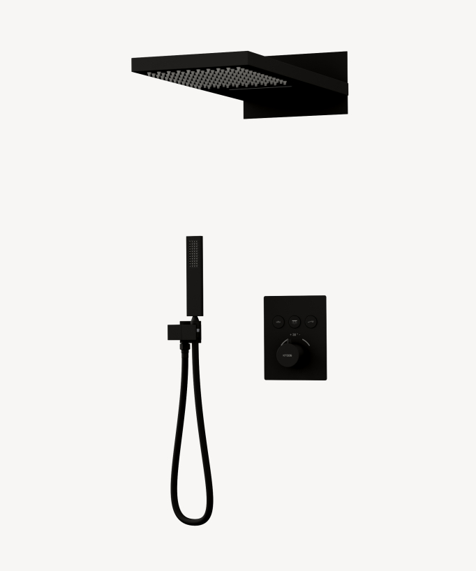 Pacchetto doccia termostatico con effetto cascata Nero - Linosa - small