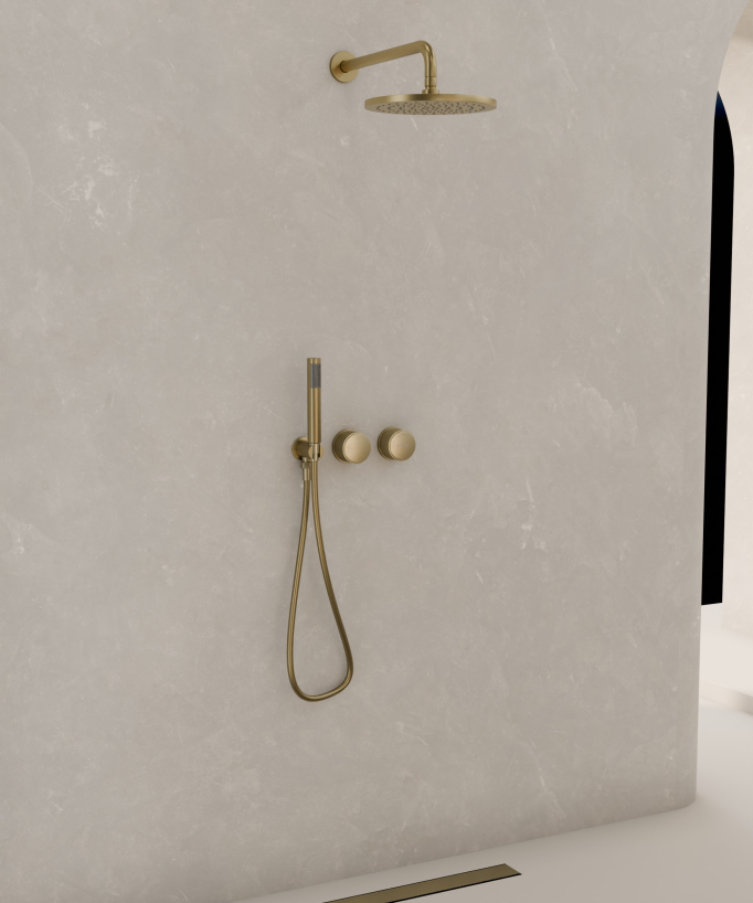 Pacchetto doccia a incasso Oro spazzolato - Leros - small