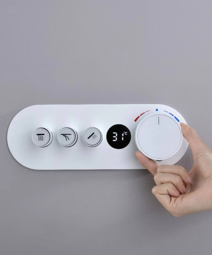 Miscelatore termostatico rotondo da incasso per doccia - Bianco