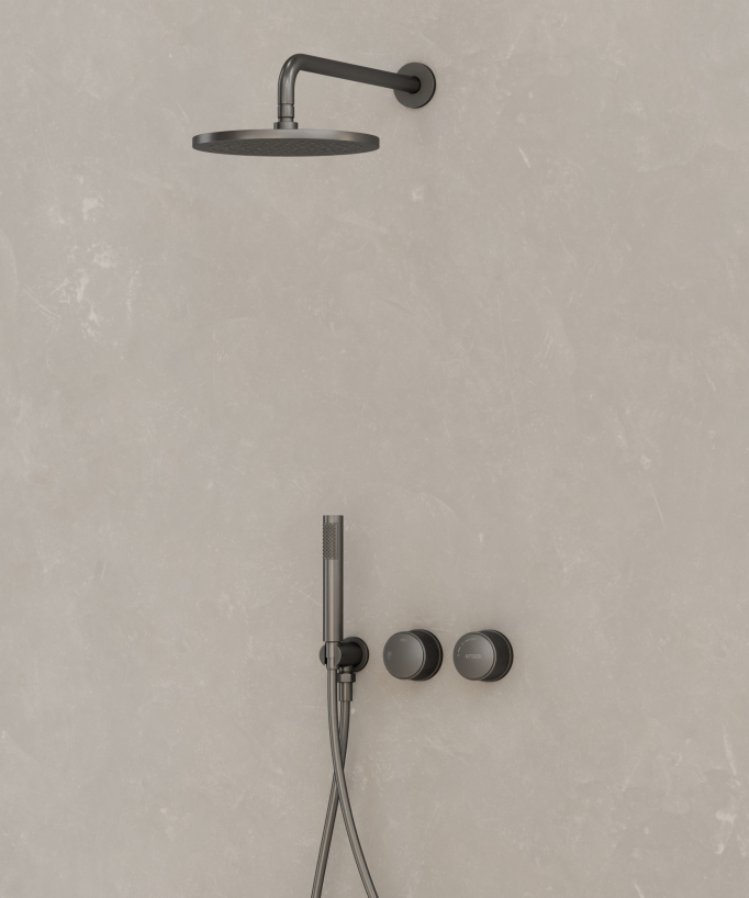 Set doccia incasso senza regolazione di portata Gun metal - Leros